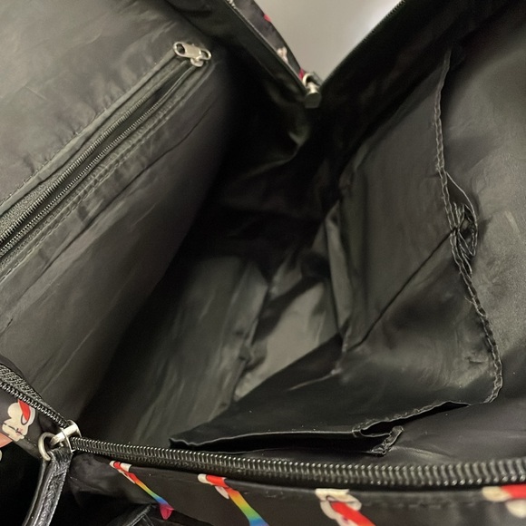 Black Backpack w/ Two Compartments for Books/Laptop, Rainbow/Cloud Pattern - Picture 6 of 13